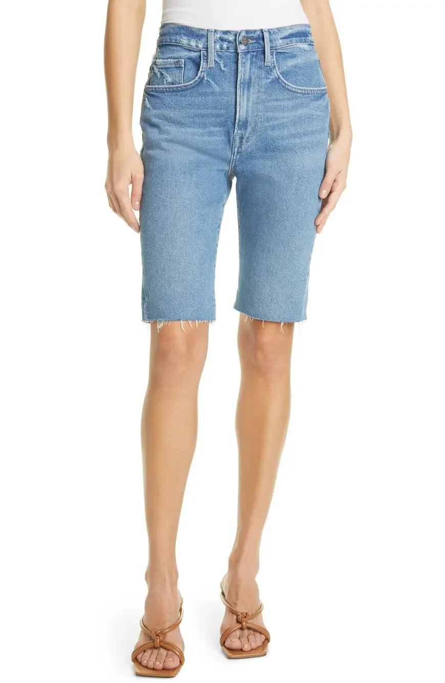 Frame Distressed Blue Bermuda Shorts Size 26